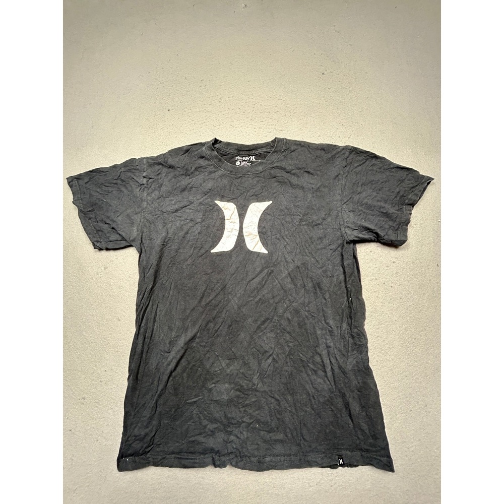 Hurley T-Shirt 100% Cotton Black Large Mens